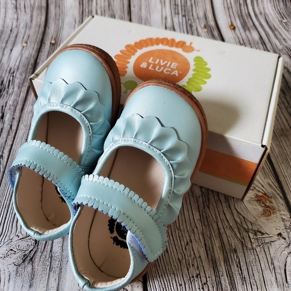 Livie and Luca Ruche Shoes Blue Shimmer New Without Box - Picture 5 of 9